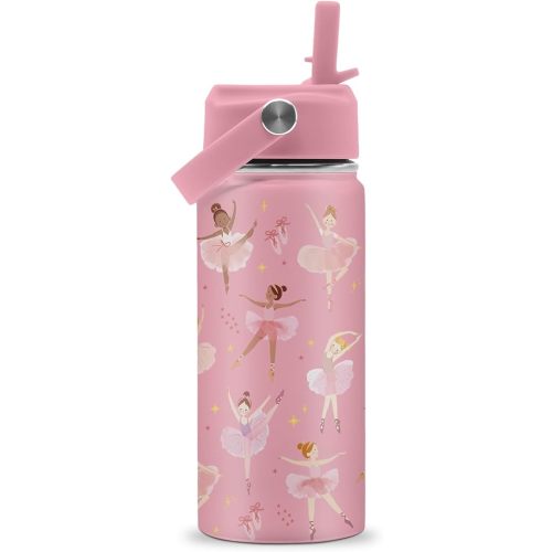 Ballet Water Bottle for Girls - 16oz Dance Stainless Steel Water Bottle with Straw