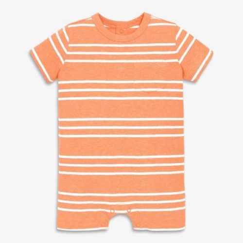 Primary Baby Heathered Pocket Shortie In Stripe In Goldfish White Stripe Size 12-18 Months