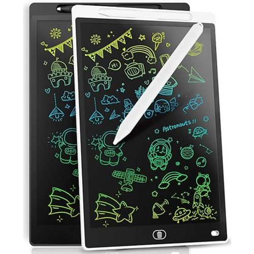 [2 Pack] Genialba LCD Writing Tablet 8.5-Inch Colorful Doodle Board, Toddler Learning Educational Toys Gifts for 3-8 Years Old Girls and Boys, Electronic Drawing Pad for Kids (Lack&White)