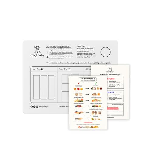 Mogi Baby BLW Cutting Guide Kit – Baby Led Weaning Board with Food Cut Chart + 2 Fridge Magnets | BLW Kit | Safe First Foods Guide, BLW Starter Kit for Babies & Toddlers