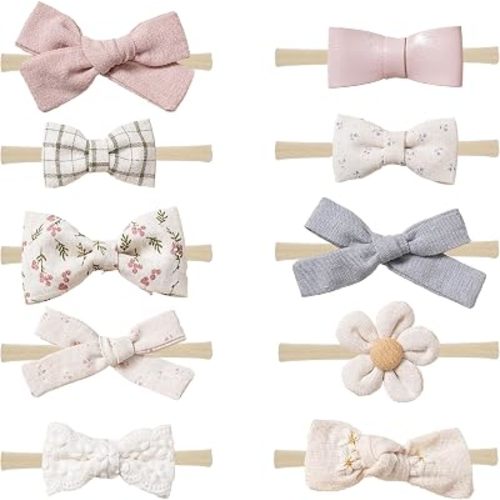 Fancy Clouds Baby Toddler Girl Headbands with Bow Flower pack of 10