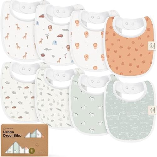 KeaBabies 8-Pack Organic Baby Bibs for Drooling and Teething (Wilderness) | Soft Cotton Bibs for Baby Girl, Boy, Extra Absorbent, Easy to Clean & Put On, Toddler, Newborn, Infant 0-24 Months