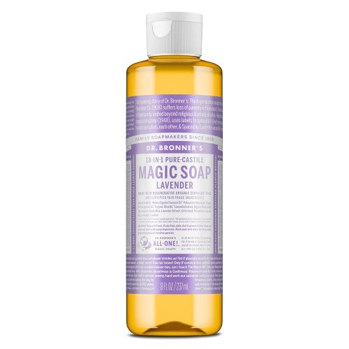 Dr. Bronner's Magic Soap-Pure-Castile Liquid Soap (Lavender, 8 ounce)-Regenerative Organic Certified Oils, 18-in-1 Uses: Body, Hair, Laundry, Pets & Dishes, Concentrated, Vegan, Non-GMO