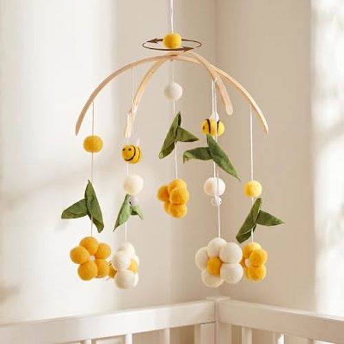 let's make Baby Mobile for Crib Handmade Yellow Bee Bright Nursery Decor