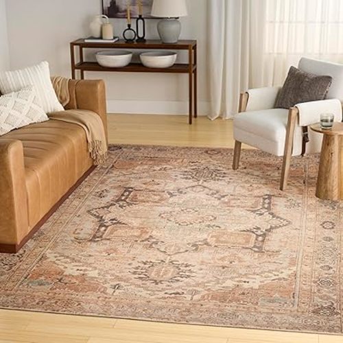 Nourison Home Vintage Washables Coral Mint 7'10" x 9'10" Area Rug - Easy Clean, Non Shedding, Bed Room, Living Room, Dining Room, Kitchen (8' x 10')