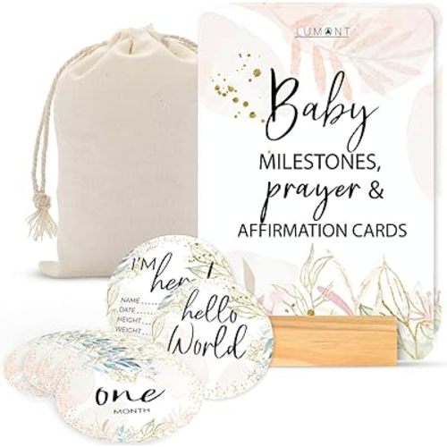 Pregnancy Must Haves – Baby Milestone & Prayer Cards, Trimester Essentials for Postpartum Recovery & Newborn Affirmations, Birth Announcement Keepsake & Thoughtful Gift for Expecting & New Moms