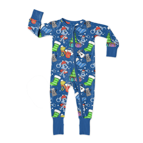 Blue Christmas Cheer Zipper Sleeper **PreOrder** – Six Southern Babes