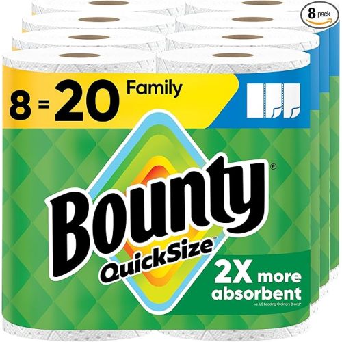 Bounty Quick Size Paper Towels, White, 8 Family Rolls