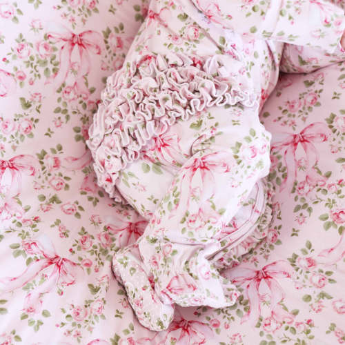Bows in Bloom Ruffle Zipper Footie