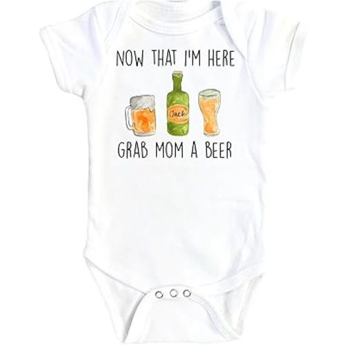Beer Mom Pass - Baby Boy Girl Clothes Infant Bodysuit Funny Cute Newborn