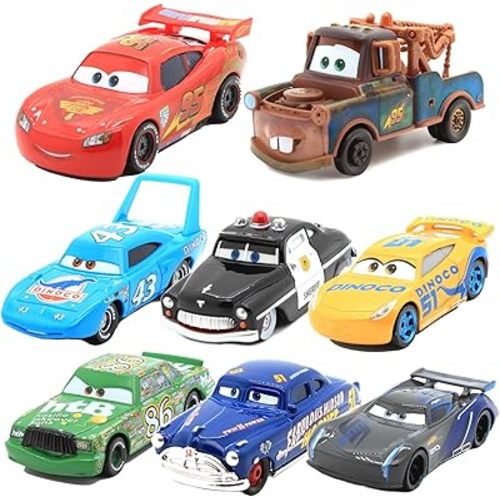 IYZEVK 8 Pcs Car Toys, Car Movie Die-cast Toy Car Set, 1:55 Ratio, Birthday Gifts for The Kids (8 Pieces)