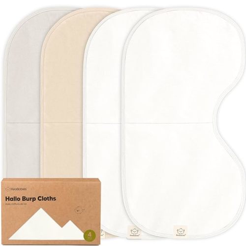KeaBabies 4-Pack Baby Burp Cloths Baby Girl, Boy - Organic Cotton Burp Cloth, Extra Large, Absorbent, Soft Burping Cloths & Bibs Set for Babies, Newborn Burp Clothes, Thick Burp Rags (Pure)