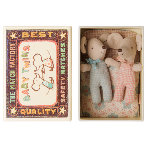 Twins, Baby mice in matchbox - Checker - Maileg USA