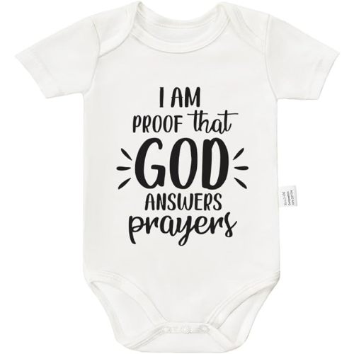 I Am Proof That God Answers Prayers Bodysuit, Christian Infant Cotton Romper Short Sleeve Outfits 0-24 Months
