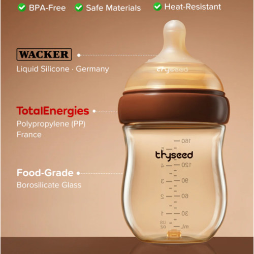 Thyseed Glass Natural Feeding Anti-Colic Baby Bottle