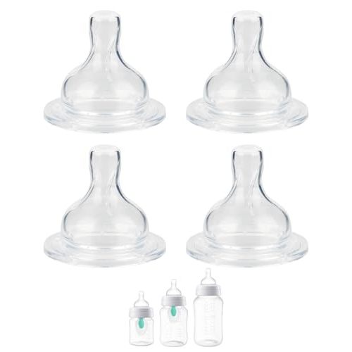 Silicone Nipple for Philips Avent Anti-Colic Baby Bottles, Flow 1, 1m+, Slow Flow, 4 Count