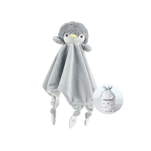CREVENT Cozy Plush Baby Security Blanket, Loveys for Baby Girls and Boys, Birthday (Penguin)