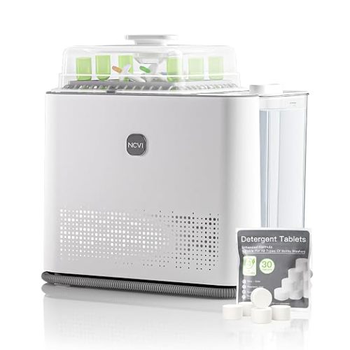 NCVI Large Baby Bottle Washer, Sterilizer and Dryer, Holds 6 Bottles | All-in-One machine,Hospital-Grade Steam Sanitization, 39 Jets, 7 Modes, 72-Hour Storage; Fits Pump Parts, Nipples & Pacifiers