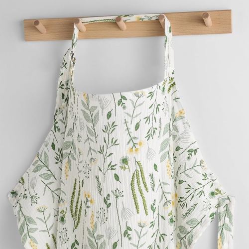 Yoofoss Muslin Nursing Cover for Breastfeeding, 100% Cotton Breastfeeding Cover with Arch Neckline, Soft Breathable Privacy Nursing Covers for Women, Multi-use Breastfeeding Essentials-Plants