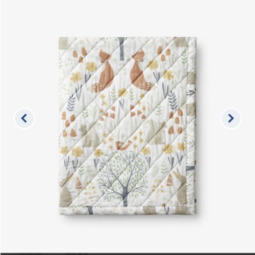 Forest Animals Classic Cool Organic Cotton Percale Quilted Reversible Sherpa Stroller Blanket