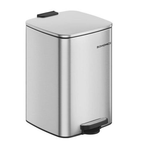 SONGMICS Kitchen Trash Can, 5.2/8 Gallon (20/30 L) Trash Bin, Stainless Steel Garbage Can, with Inner Bucket, Soft Close and Stays Open