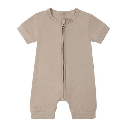 Zhuashum Onesies Boy 0-3 Months Crewneck Rompers Pajamas Zipper Short Sleeve Sleeper Jumpsuit Comfortable Daily Wear Khaki