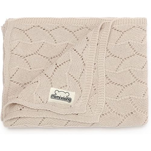 mimixiong 100% Pure Cotton Baby Blanket Extra Soft Cellular Neutral Swaddle Receiving Crib Blanket for Newborn Baby Boy Girl Size 30 x 40 inches (Light Camel)