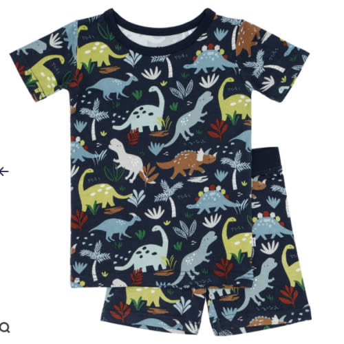 Navy Jurassic Jungle Two-Piece Short Sleeve & Shorts Pajama Set – Little Sleepies