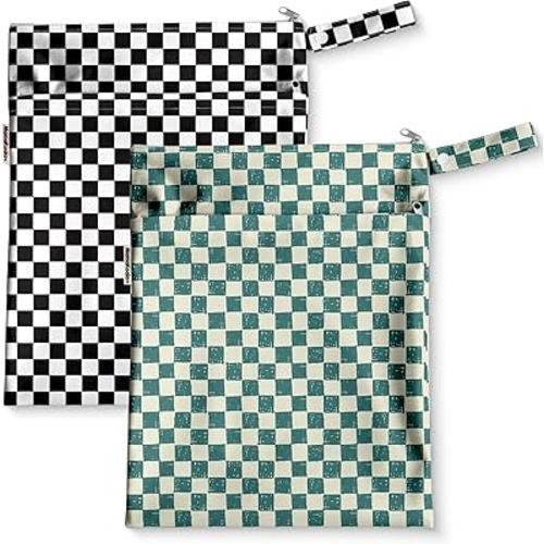 Mama Koala Waterproof Wet Dry Bags for Baby Items, Cloth Diapers, Swimsuits, Travel, Gym Clothes, Beach, Pump Parts, Toiletries, Two Zippered Pockets, 2 Pack (W021)