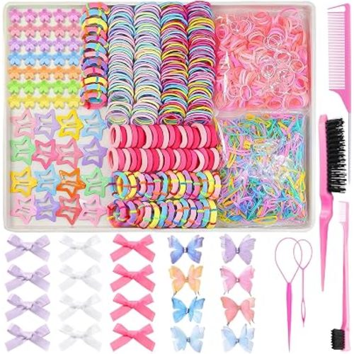 900 PCS Colorful Hair Ties for Girls Hair Accessories Set