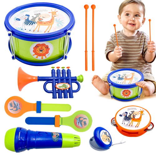 Suorfoxs Instruments Toy for Toddlers 1-3, Musical Toys Drum Tambourine Flute Set, Gifts for Boys and Girls