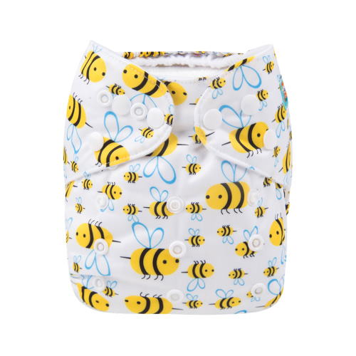 ALVABABY Print Cloth Diaper - One Size Adjustable Washable & Reusable Diaper for Babies and Toddlers -(Bee, H117A)