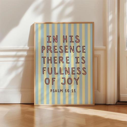 Psalm 16:11 Modern Christian Wall Art UNFRAMED Scripture Art Trendy Bible Art Dorm Room Decor Colorful Poster Bible Verse