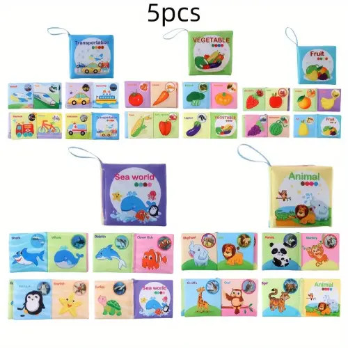 8 5 3 soft cloth baby book sets cognitive cloth books fruit - Temu