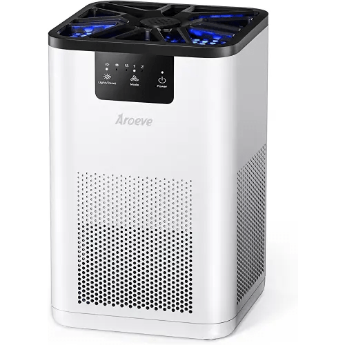 AROEVE Air Purifiers for Bedroom HEPA Air Purifier With Aromatherapy Function For Pet Smoke Pollen Dander Hair Smell 20dB Air Cleaner For Bedroom Office Living Room Kitchen, MK06- White