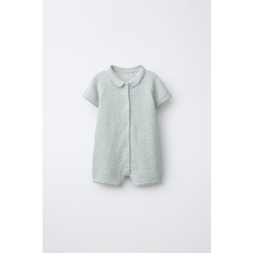 TEXTURED KNIT SHORT JUMPSUIT - Pastel green | ZARA United States