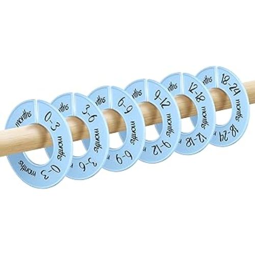Pro Goleem Baby Closet Dividers Blue Baby Closet Organizer for Nursery Baby Clothes Size Age Dividers Fits 1.5" Rod 6 PCS