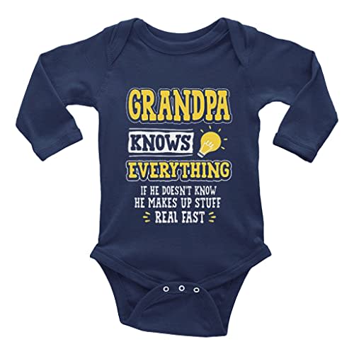 GKrepps Grandpa Knows Everything Toddler Rompers Unisex Baby Long Sleeve Crawl Clothes
