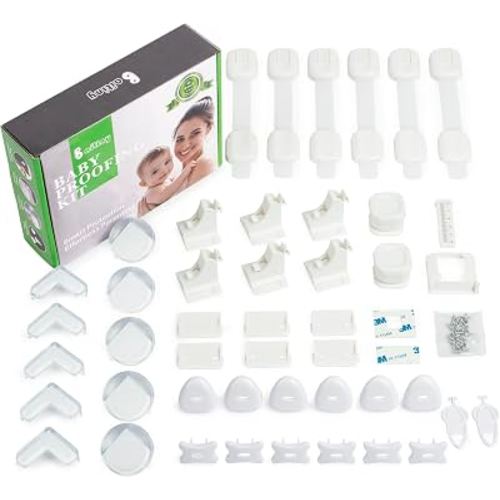 Baby Proofing Kit 44 Pack– Child Proof Essentials Set with Magnetic Cabinet Locks, Corner Protectors, Outlet Covers & Adjustable Safety Straps - No Drill Baby Safety Products for Home
