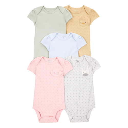Baby Girl 5-Pack Animal Short-Sleeve Cotton Bodysuits - Carter's | Carter's