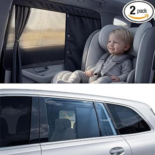 2026 Upgraded Dual-Layer Auto Car Window Shades for Baby 2 PCS