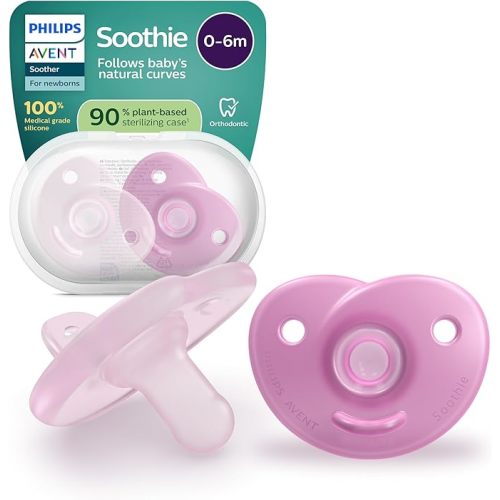 Philips Avent Soothie Soothers - One-Piece Silicone Design, Newborns, Flexible Teat, BPA-Free, Sterilising Case, 2 Pack, SCF099/27 : Amazon.co.uk: Baby Products