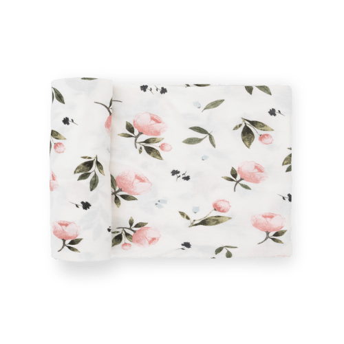Stretch Knit Swaddle Blanket - Watercolor Rose