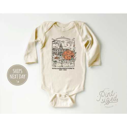 Halloweentown Baby Onesies® Bodysuit -  Halloween Baby Bodysuit - Retro Trick or Treat - First Halloween - Natural Baby Bodysuit