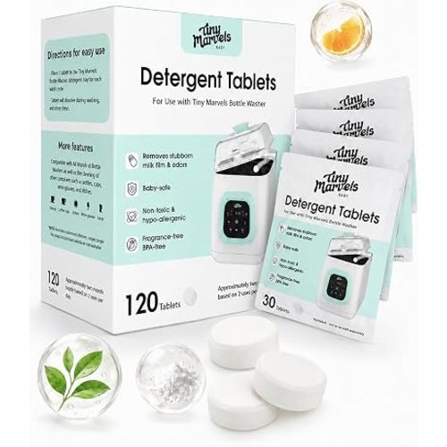120PCS Bottle Washer Tablets Compatible with Baby Brezza, Momcozy ,Grownsy & All Brands, Detergent Tablets for Bottle Washers, Detergent Cleaning Tablets for Baby Bottles, Deep Cleans Milk Residue