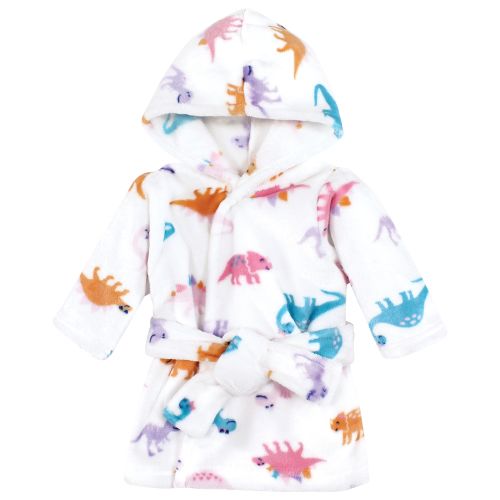Hudson Baby Unisex Baby Plush Animal Face Bathrobe, Girl Dinosaur, 0-9 Months - Girl Dinosaur - 0-9 Months