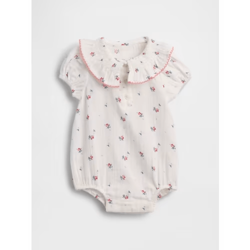 Baby Cotton Gauze Floral Collared Bodysuit