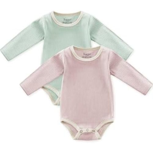 Baby Girls Boys Long Sleeve Bodysuits, Organic Cotton Waffle Gender Neutral Romper 2 Packs(0-24 Months)