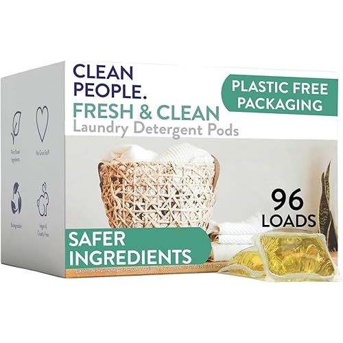 The Clean People Laundry Detergent Pods - Hypoallergenic Laundry Pods - Ultra Concentrated, Recyclable Packaging, Stain Fighting - Fresh Scent, 96 Pack