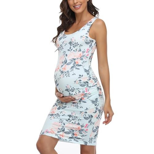 BBHoping Women's Maternity Sleeveless Dresses Maternity Tank Dress Mama Baby Shower Pregnancy Dress